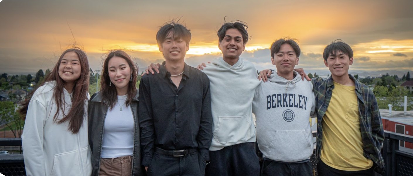 Launchpad members on a Berkeley rooftop at sunset